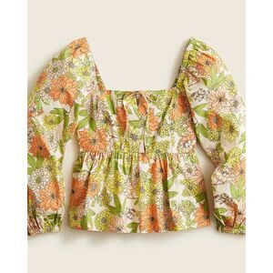 J. Crew | Square Neck Smocked Blouse in Zinnia Floral | Size 10